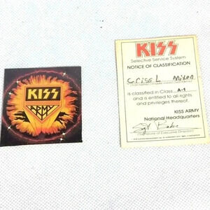 1978 KISS Army Fan Club Selective Service System Aucoin Management card